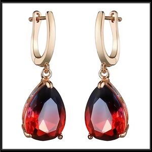 NEW GOLD HOOK PEAR DROP TOURMALINE EARRINGS